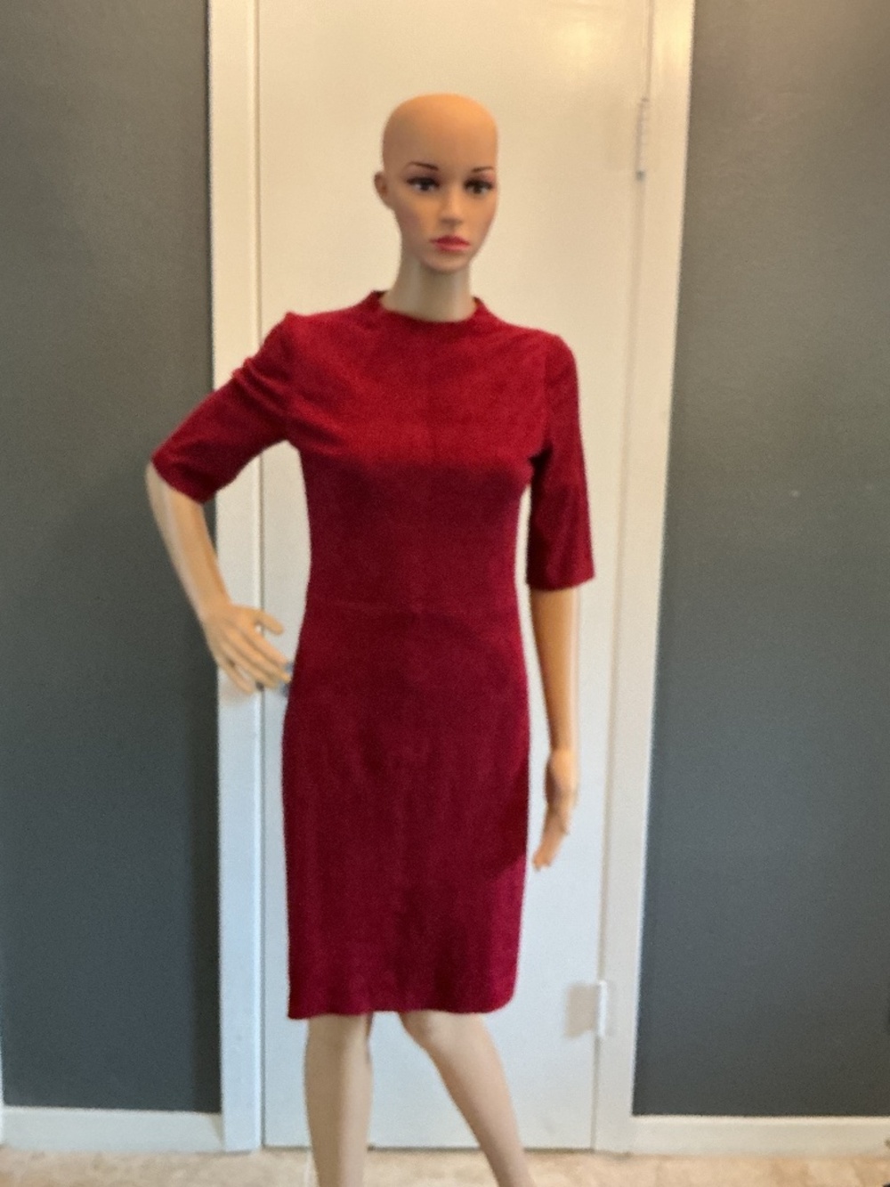 Alice and Olivia Suede Red Midi Dress Size 8